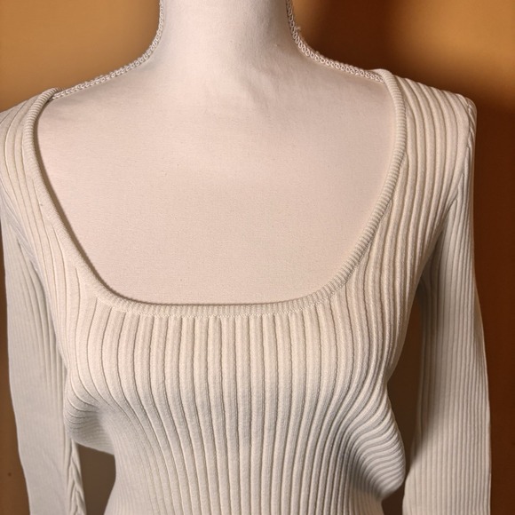 Anine‎ Bing Scarlet Scoop Neck Ribbed Knit Sweater Ivory NWT Size Large - Picture 3 of 6